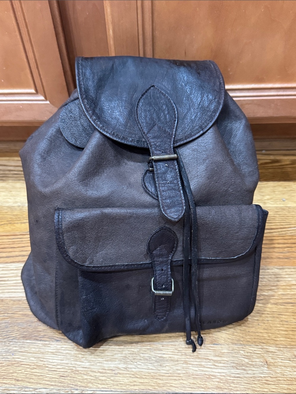 Picard Leather Backpack with Buckles and Leather Drawstring, Vintage, Classic